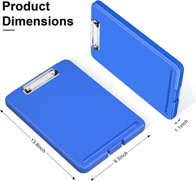 Hongri Clipboard with Storage, 8.5 x 11 Clip Board Foldable, Dark Blue | Bottom - Image 2