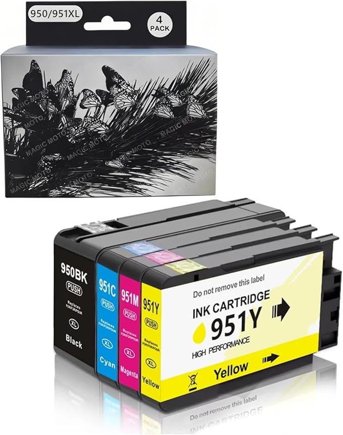 4 Pack 950XL 951XL Ink Cartridges Combo Pack Replacement for HP 950 951 Ink Cartridges for HP OfficeJet Pro 8100 8110 8600 8610 8615 8616 8620 8625 8630 8640 8660 251DW 276DW 271DW, (BK, C, M, Y)-DeskLoop Office