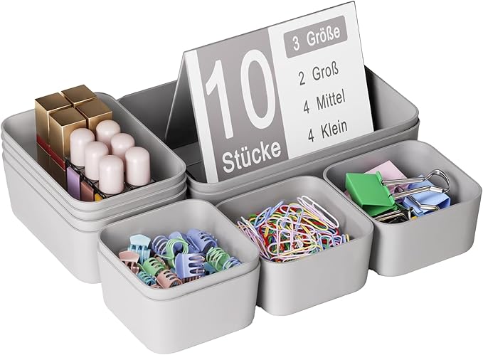 Drawer Organizers Bins 10 PCS for Bathroom Makeup Desk Office | by Homhut