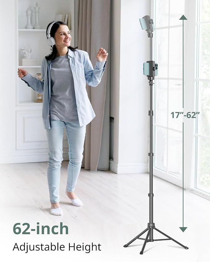 SENSYNE 62" Phone Tripod for iPhone, Extendable Selfie Stick Tripod Stand - Image 2