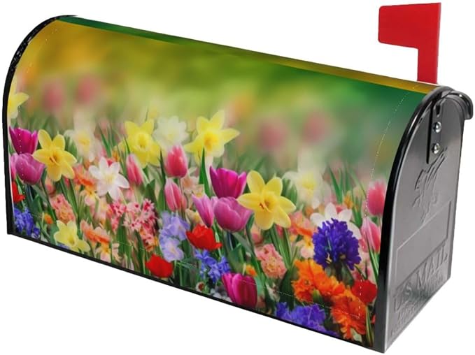 Spring Flowers Butterfly Welcome Magnetic Mailbox Cover, Colorful Mailbox Wrap - Image 2