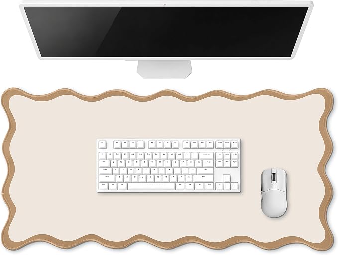 Hahafelt Scalloped Desk Mat Large Desk Pad Cute Coquette Table Mat Back to by Hahafelt