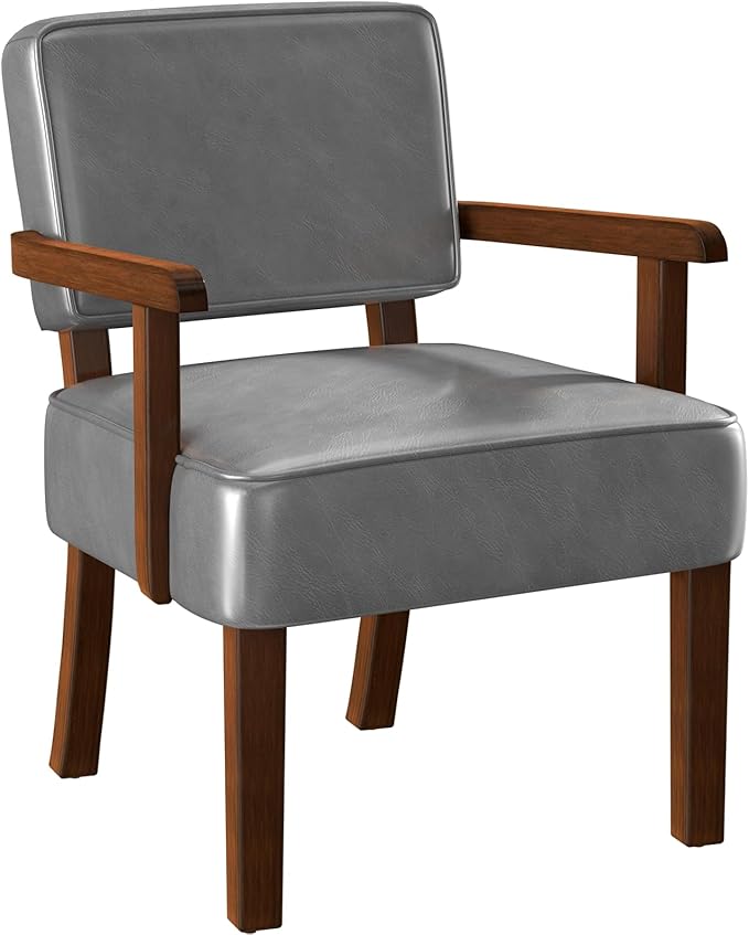 PU Leather Accent Chair, Oversized Living Room Chairs with Soft Seat and Armrests, Armchair for Bedroom, Dinning, Reading, Waiting Rooms-DeskLoop Office