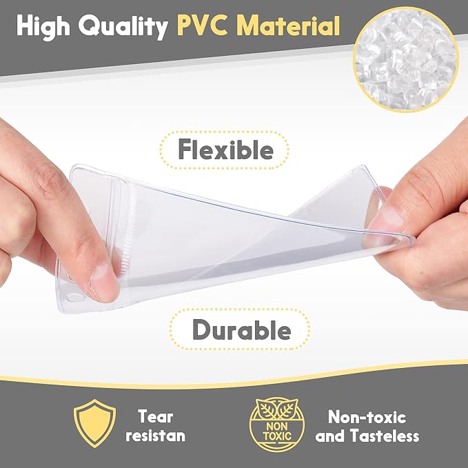 Marspark 300 Pieces Clear Plastic Horizontal Name Badge ID Card Holders - Image 5