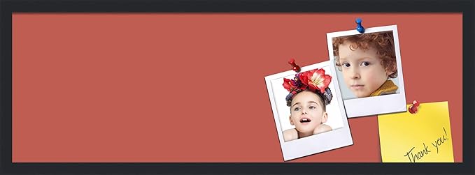 PinPix 36x12 Inch Cork Bulletin Board. This Decorative Framed Pin Board Comes with Crimson Pastel Design and a Satin Black Frame. Ideal for Home Office Decor or Message Board (PinPix-1807)-DeskLoop Office