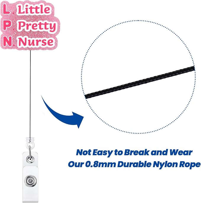Pink LPN Little Pretty Nurse Badge Reel, Cute Retractable ID Badge Holder - Image 5