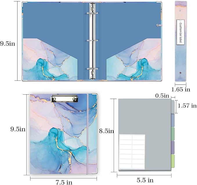 A5 Binder 3 Ring 1 Inch for 5.5"x8.5" Paper, Mini Three Ring Binders - Image 6