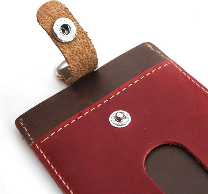 Badge Holder: Boshiho Cowhide Leather ID Badge Card Holder - Image 8