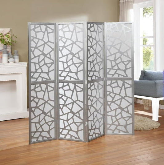 NicBex Room Divider 4 Panel Room Dividers with Paper-Looking Partition Room Dividers and Folding Privacy Screens Wall Divider for Home, Office, Room Separation,70" W x 1" D x 70" H, Silver-DeskLoop Office