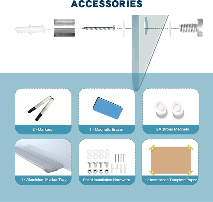Magnetic Glass Whiteboard, Classroom & Home - Image 5