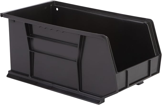 Hudson Exchange 15" x 8" x 7" Plastic Stackable Storage Bin and Hanging Container (Black, 1 Pack)-DeskLoop Office