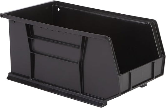 Hudson Exchange 15" x 8" x 7" Plastic Stackable Storage Bin and Hanging Container (Black, 1 Pack)-DeskLoop Office