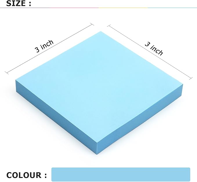 Sticky Notes 3x3 Self-Stick Notes Bright Colors Sticky Notes 4 Pads 100 - Image 3