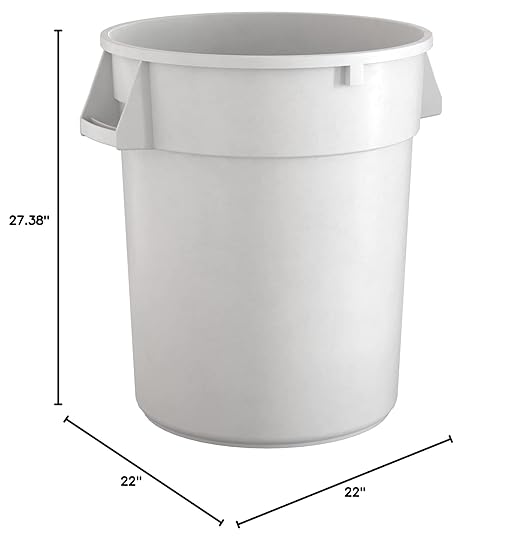 32 Gallon White Round Commercial Trash Can-DeskLoop Office