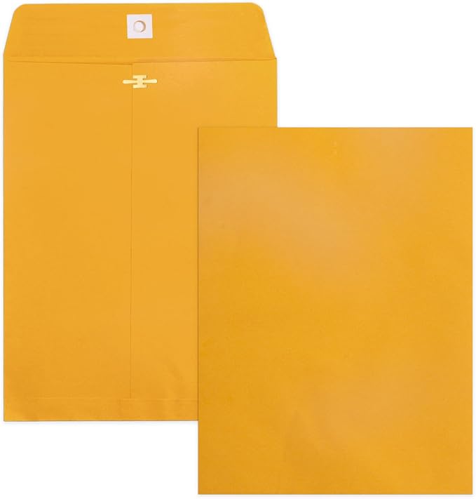 20 Pack Clasp Envelopes 9 x 12, 100 GSM Heavy Paper, Goefun Large Yellow by Goefun