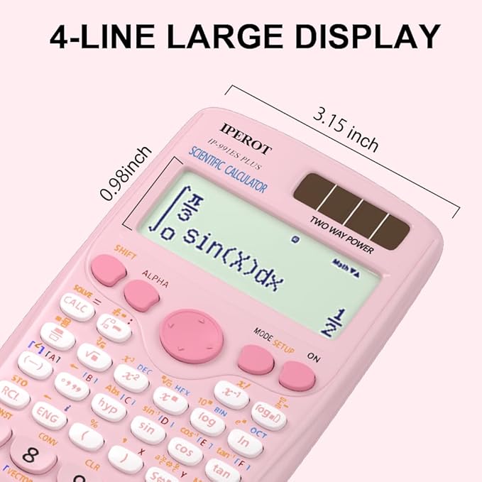 Scientific Calculators, IPEROT Pink Scientific Calculator 417 Function, Desktop Math Solar Calculators School Supplies Suitable for High School and College Students Algebra and Other Math Textbooks-DeskLoop Office
