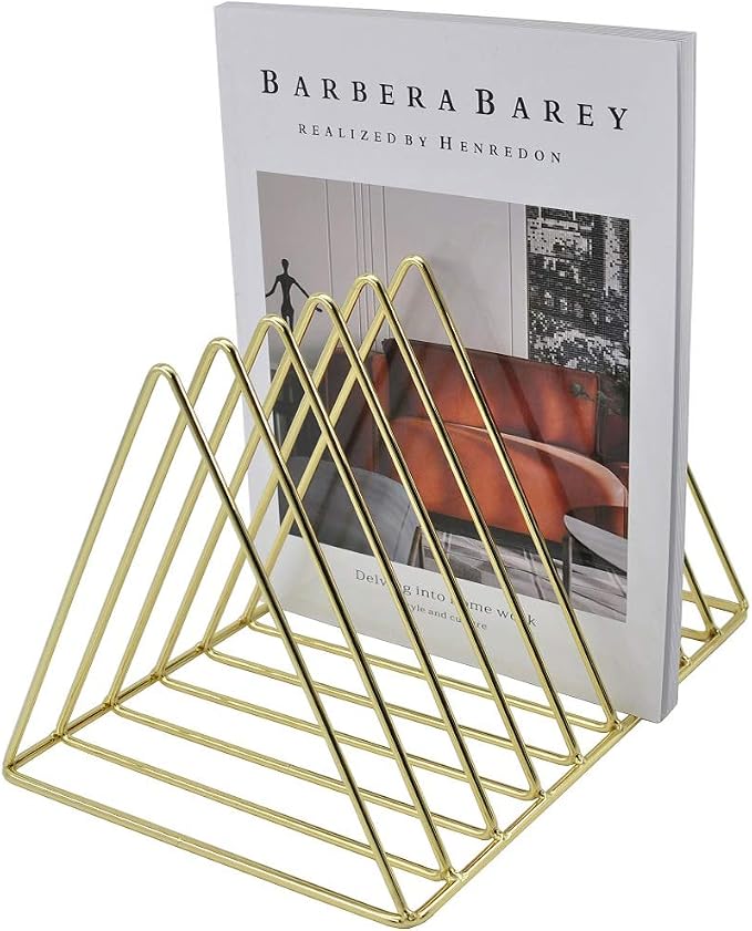 EASEPRES Gold File Holder Organizer, Triangle Record Album Holder Magazine Wire by EASEPRES