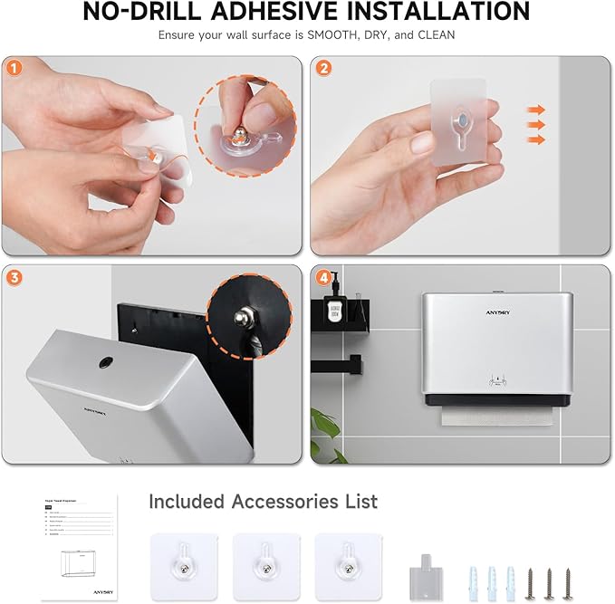 200-Sheet Wall-Mounted Paper Towel Dispenser, Fits Multi-Fold Towels up to 10x3.1 Inches, Perfect for Home & Business (Silver)-DeskLoop Office