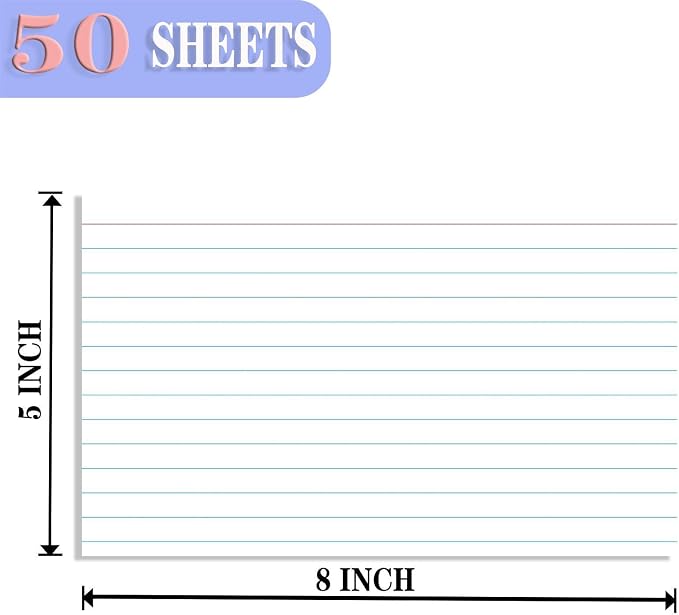 White Index Cards 5x8 Ruled, Lined Index Cards, Flash Cards, Flashcards - Image 2
