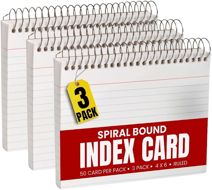 1InTheOffice Spiral Bound Index Cards 4x6 Ruled, 50 Cards/Pack, 3 Packs by 1InTheOffice