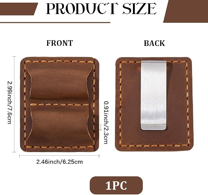 CRASPIRE Handmade Leather Pen Holder Clip Brown Notebook Double Slots Pens Loop - Image 2