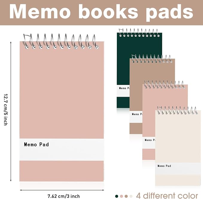 Thenshop 100 Pads Spiral Memo Pads Bulk 3 x 5 Inch Small Pocket Notepad Top - Image 2