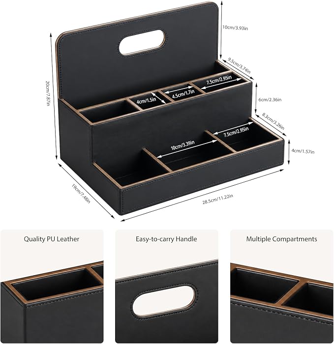 Mail Organizer Countertop, Pencil Holder, Office Supplies File Bill Sorter | PU - Image 3
