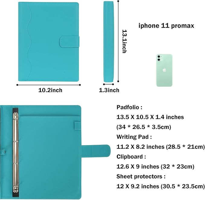 Wonderpool A4 PU Leather 3 & 4 Ring Holder Writing Portfolio Multi Document Case - Image 4