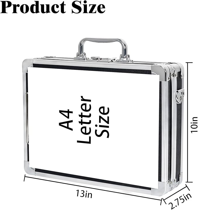 Aluminum Briefcase, Key Lock Clipboard Storage Box, Lockable Storage Case - Image 6