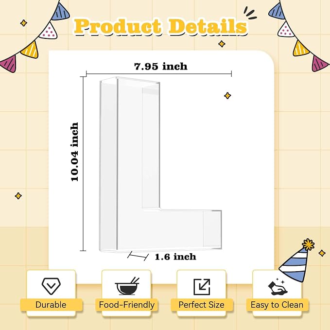 Ledido 10’’ Acrylic Letter Charcuterie Board Box, Reusable Fillable Serving Tray - Image 3