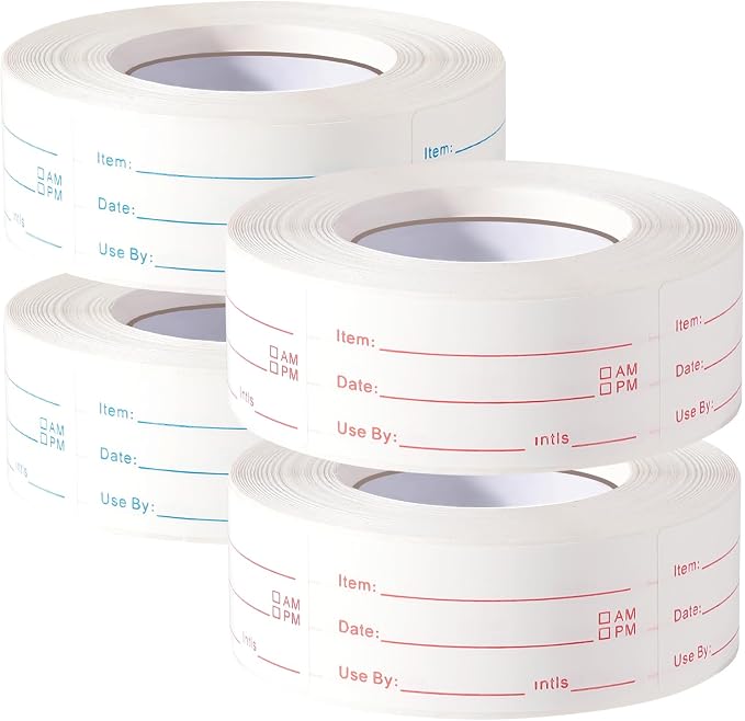 4 Rolls 2000 Pieces Removable Food Labels, 1 x 2 Inch Date Stickers by WSICSE