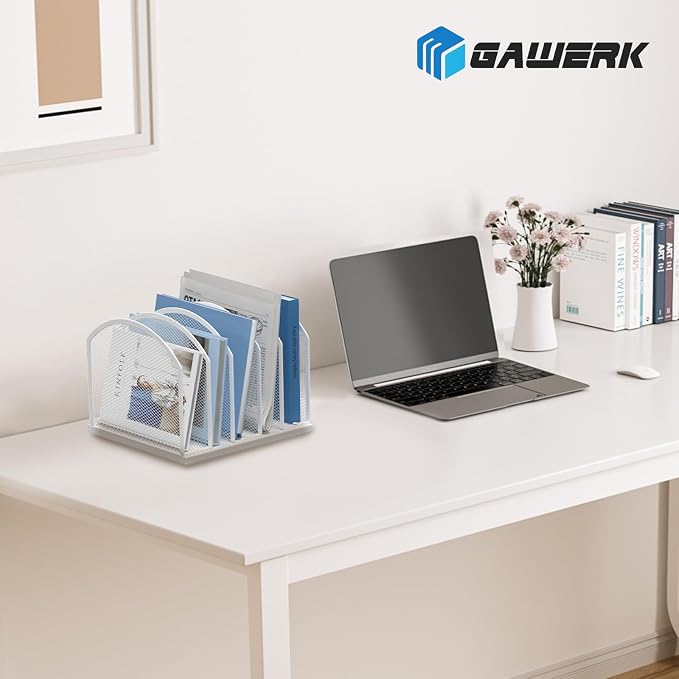 Gawerk 5-Section Vertical Desktop Organizer, 5-Section Mesh File Folder Stand - Image 7