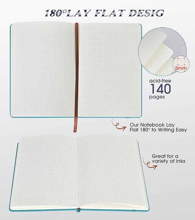 Biuwory Dotted Journal Notebook, 140 Dot Grid Pages, Medium 5.7"×8.3" | A5 - Image 5