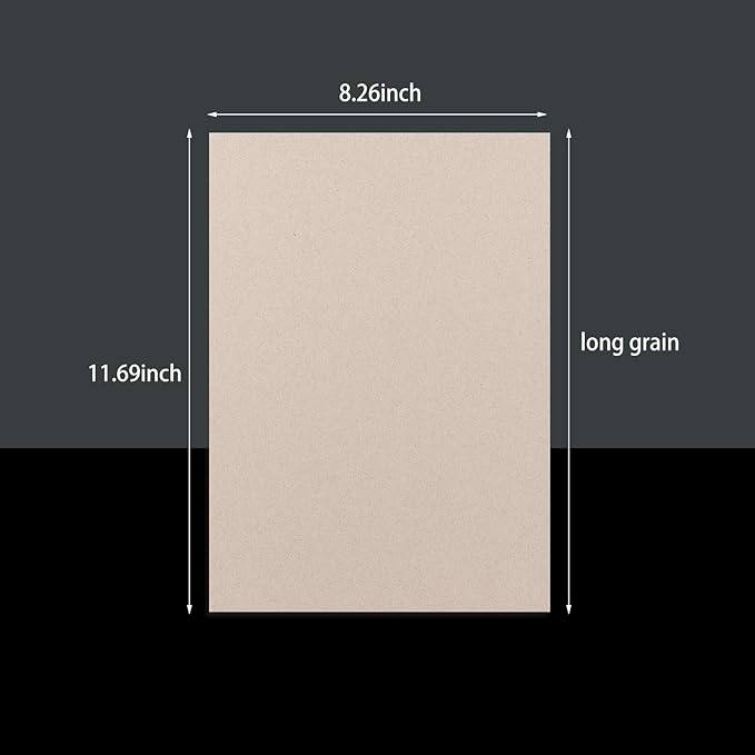 25 Pcs Book Board, Binder Board, Cover Board, Heavy Duty Chipboard for Book Binding, DIY Cardboard (Gray, A4 80PT)-DeskLoop Office