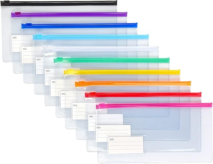 Tamaki 10 Pack Zipper Plastic Envelopes, Small Pencil Pounch, 9 x 4.7 Inch | - Image 2
