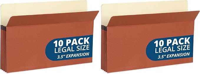 Blue Summit 10 Redwell Folders Legal Size, 3.5” Red Rope Expandable Pockets by BlueSummitSupplies