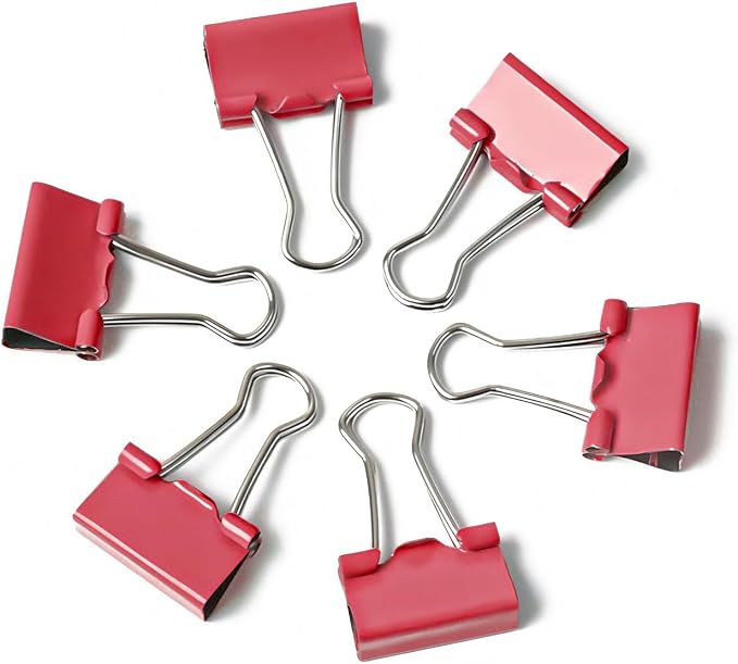 50 Pack Small Red Binder Clips 3/4 Inch, Colored Little Paper Clamps, Tiny Mini - Image 3