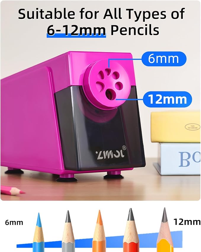 ZMOL Heavy Duty Electric Pencil Sharpener, 6-Hole Classroom Pencil Sharpener - Image 2