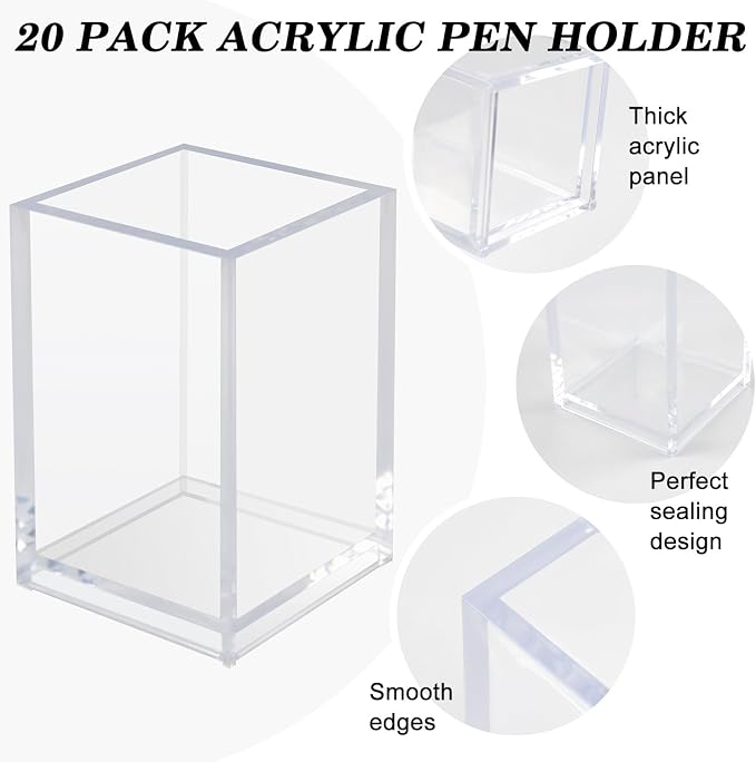 20 Pack Clear Acrylic Pen Holders - Image 6