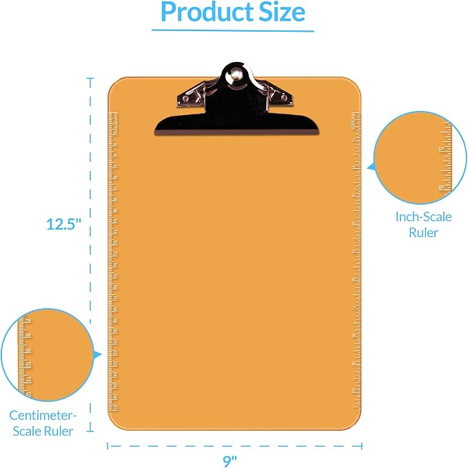 Pack of 6 Plastic Clipboards - Image 4