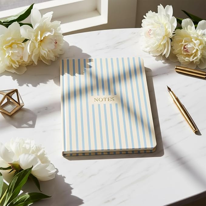 Pearhead Hardcover Journal Notebook 6x8 – Cream & Blue Stripe College-Ruled - Image 5