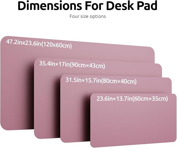 YSAGi Leather Desk Protector, Office Mat, Large Mouse Mat, Non-Slip PU Leather Blotter, Laptop Desk Pad, Waterproof Writing Pad for Office and Home (Pale Mauve, 23.6" x 13.8")-DeskLoop Office