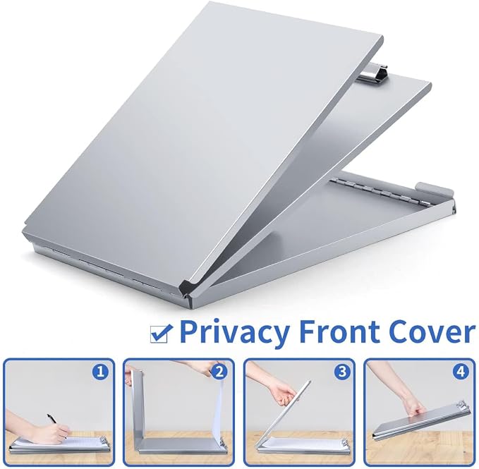 Aluminum Clipboard with Storage, Form Holder Steel Stainless Binder with Metal - Image 4