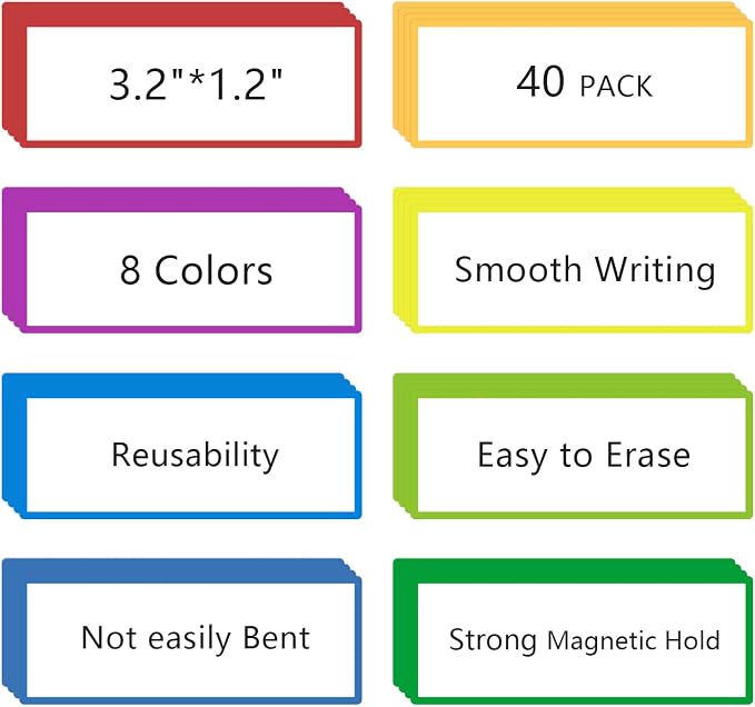 TOTiyea 40 Pack Magnetic Dry Erase Labels, Magnetic Name Tags by TOTiyea