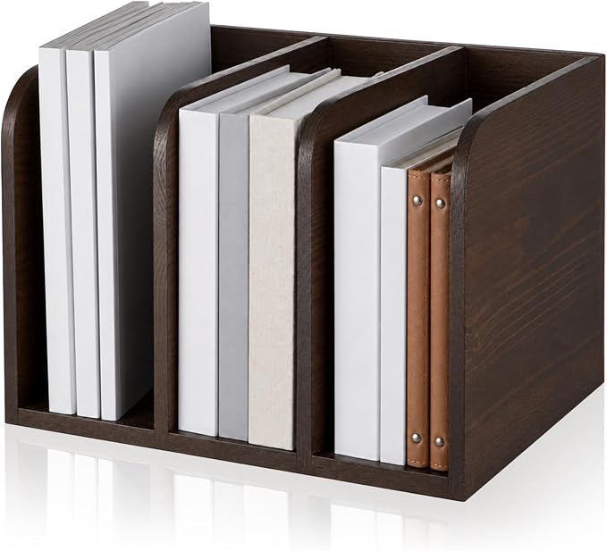 Novabright Walnut Color Pine Wood File Magazine Holder Desk Organizer, 3 by Unknown