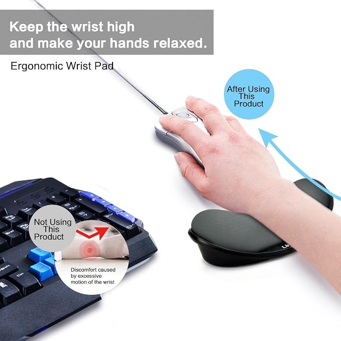 Memory Foam Mouse, Keyboard Wrist Rest Pad Anti-Skid Mousepad Support Mat - Image 2