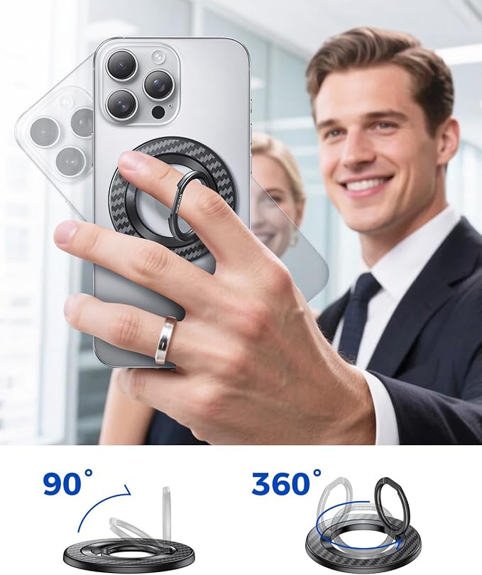 SYNCWIRE Carbon Fiber Magnetic Phone Ring Holder - Image 5