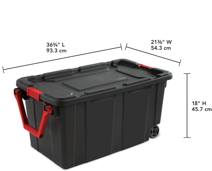 Sterilite 8-Pack Industrial Tote, Heavy-Duty Storage Bins w/Lids and Wheels - Image 2