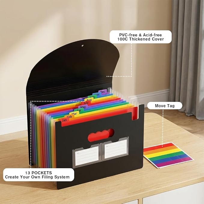 Accordion File Organizer, 13 Pockets Expanding File Folder - Image 4