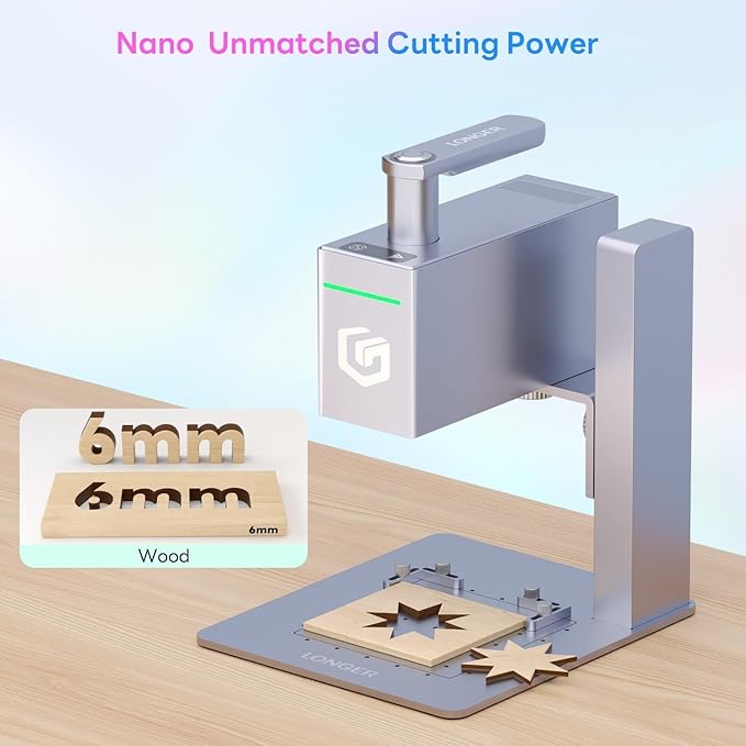 Longer Nano Portable 6W Laser Engraver, 6000mW Output Laser Cutter Machine, DIY Engraver Tool for Wood, Acrylic, Leather, Cloth, Metal, Ceramics,5000mm/s High-Speed-DeskLoop Office